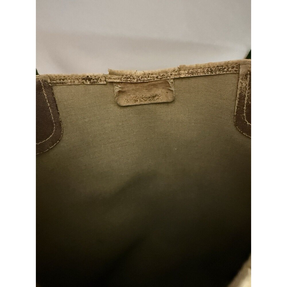 Gucci Vintage GG Monogram Canvas Tote Bag Green Red Web Straps - Brown Logo - Picture 6 of 11